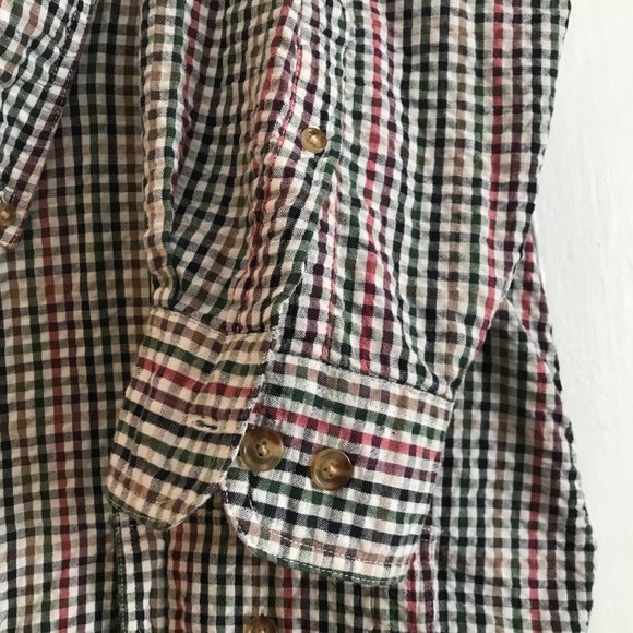 Orvis Seersucker Gingham Plaid Shirt - Picture 4 of 6